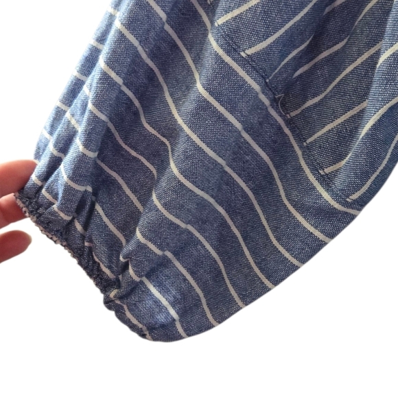 Caslon Blue Striped Linen Button-Up Dress Size 1X - Picture 3 of 5
